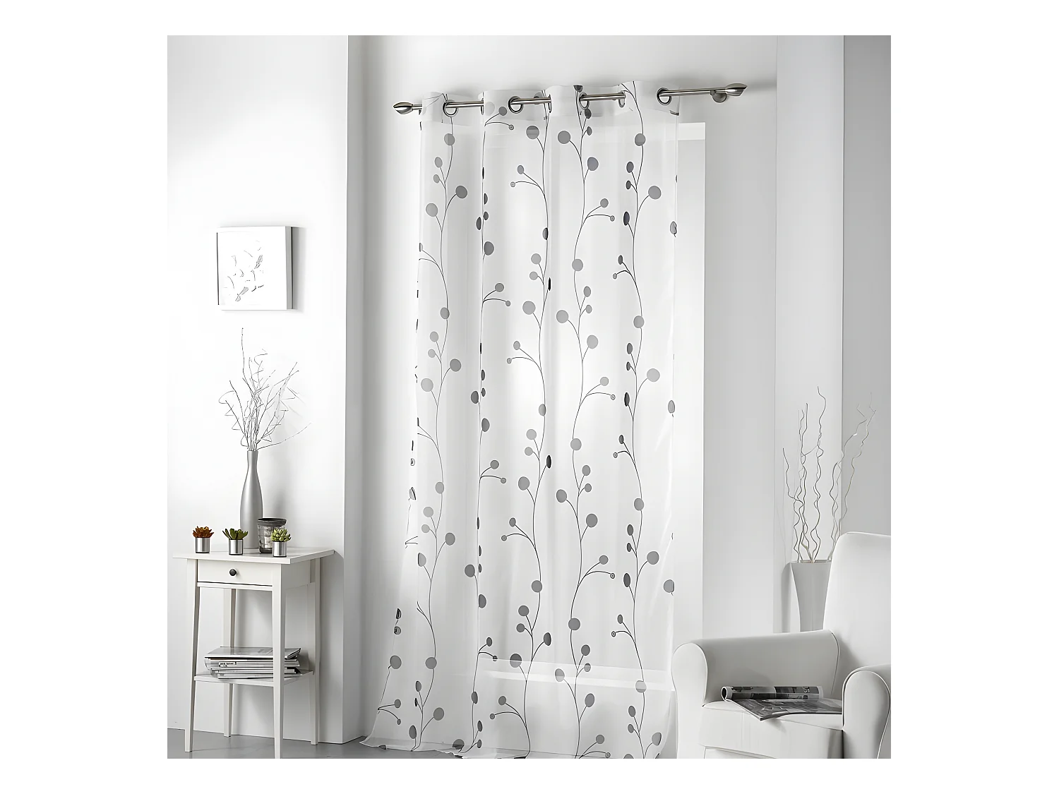 Rideau Voilage "Clochettes" 140x240cm Anthracite