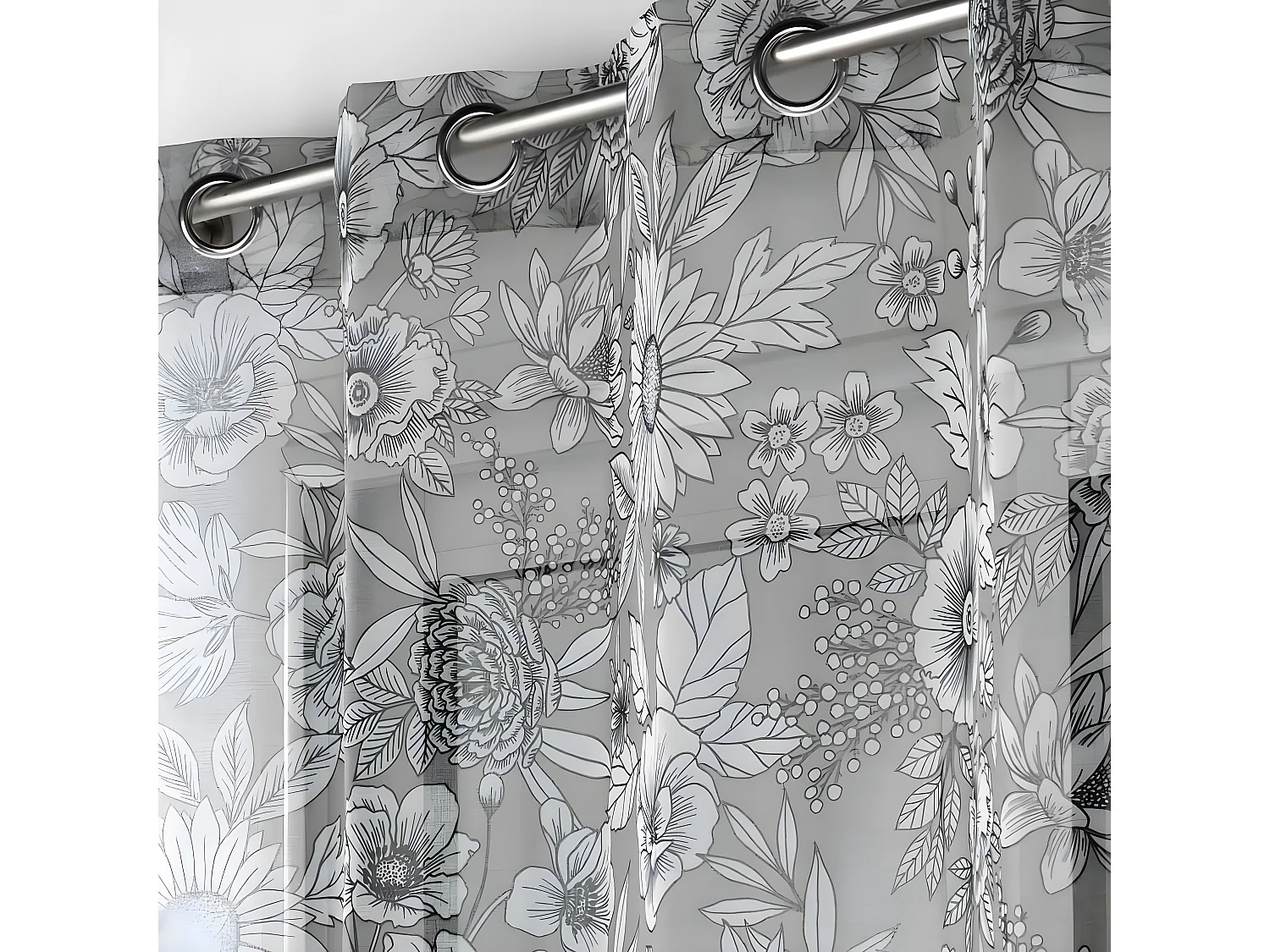 Rideau Voilage à Œillets "Milady" 140x280cm Gris