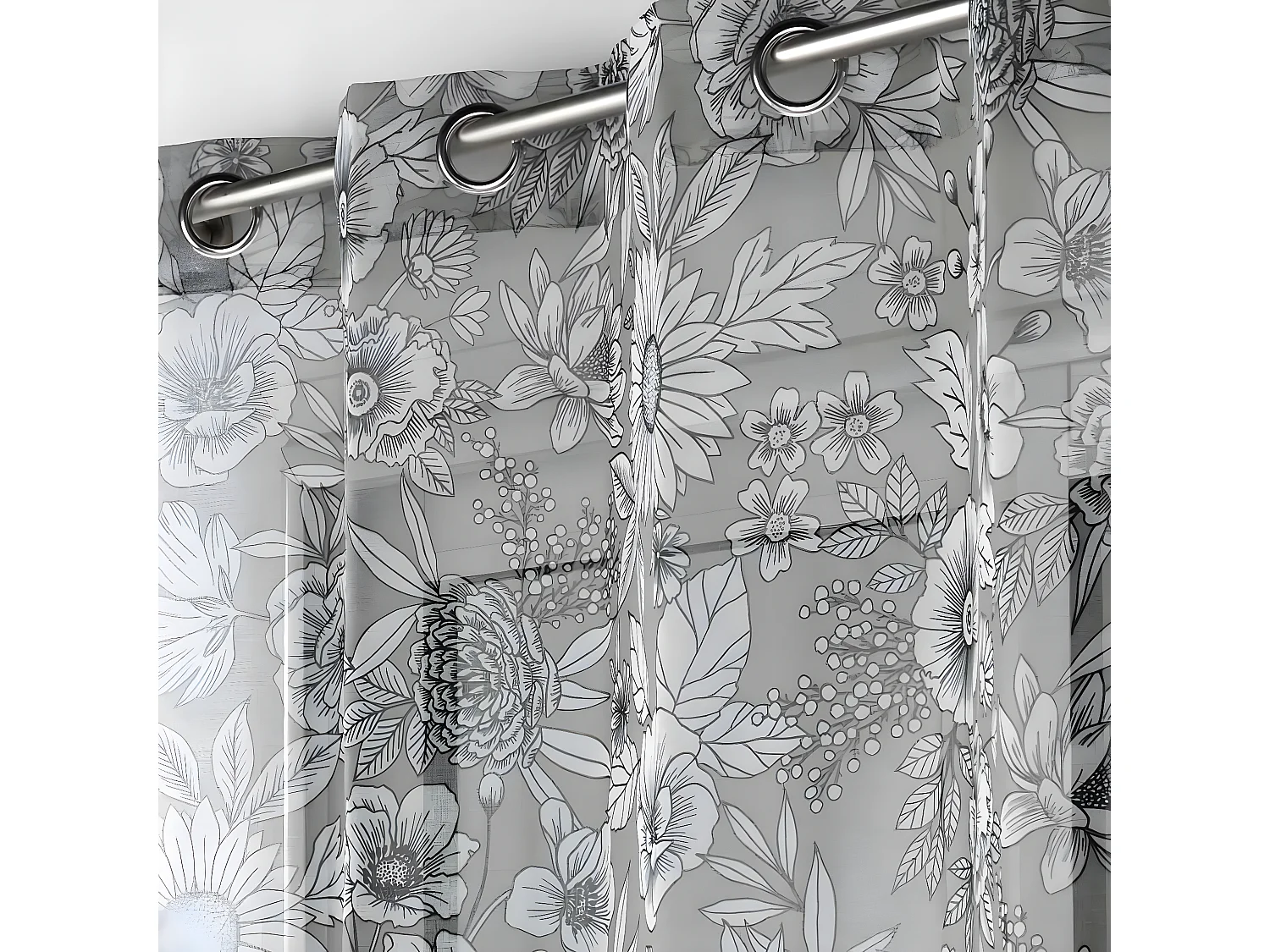 Rideau Voilage à Œillets "Milady" 140x280cm Gris