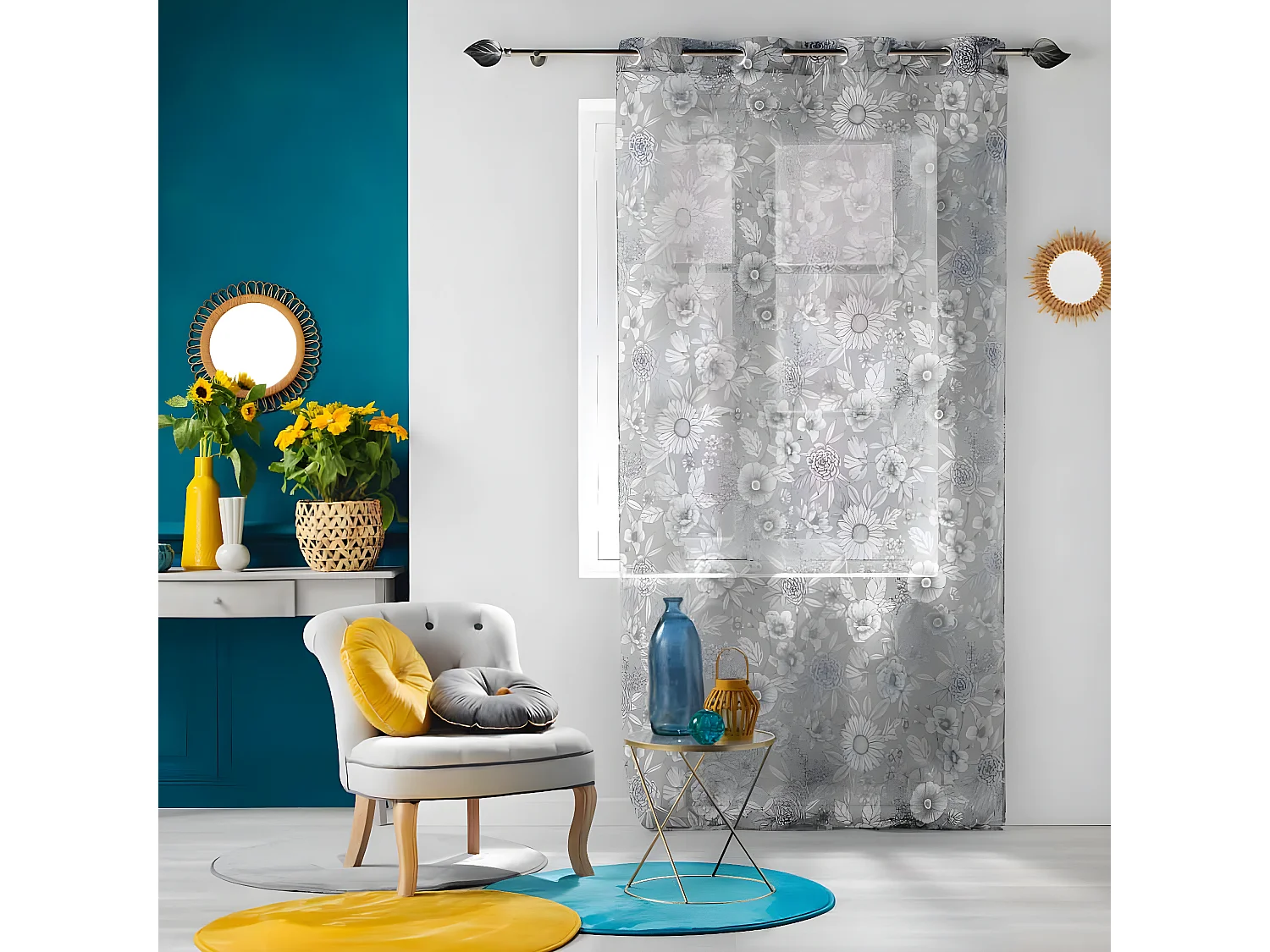 Rideau Voilage à Œillets "Milady" 140x280cm Gris