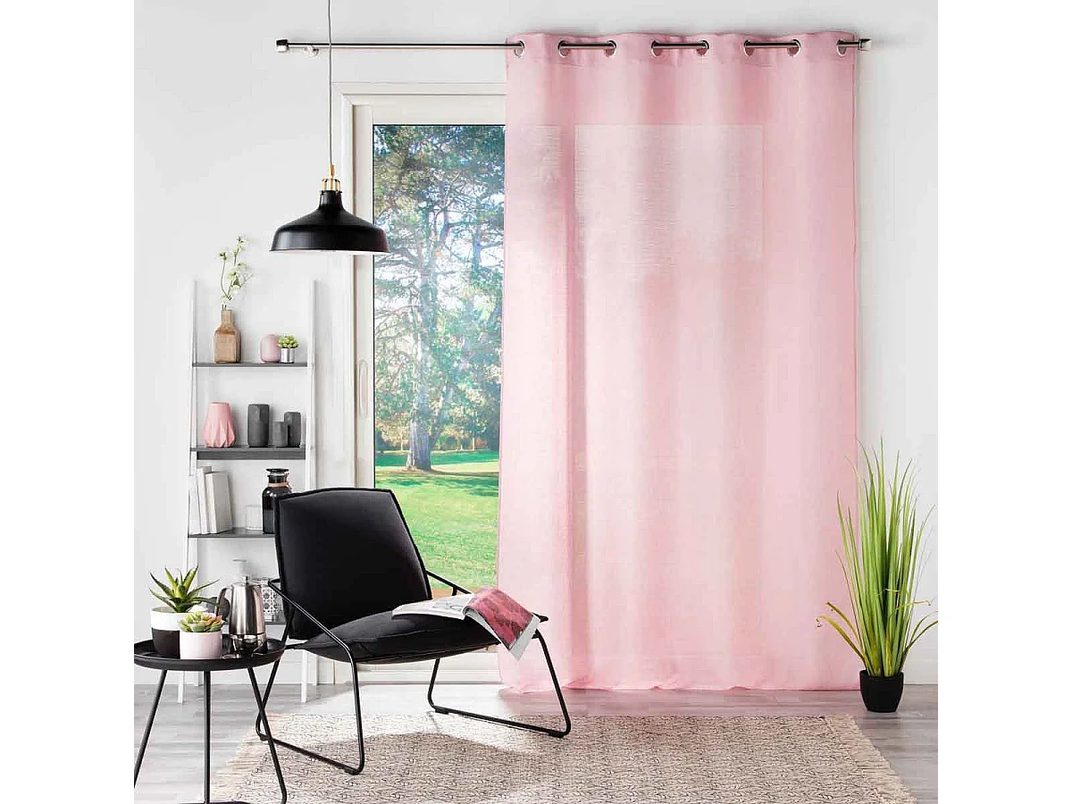 Rideau Voilage à Œillets "Soane" 140x240cm Rose