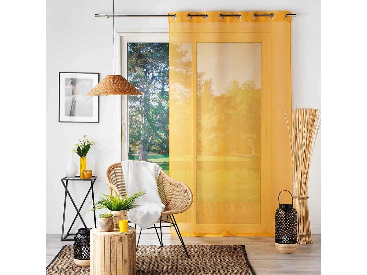Rideau Voilage à Œillets "Sandra" 140x180cm Jaune