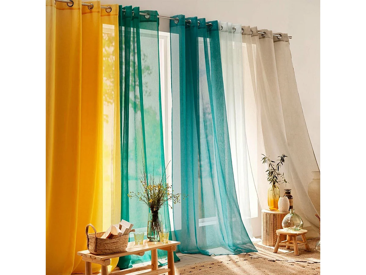 Rideau Voilage à Œillets "Sandra" 140x180cm Jaune