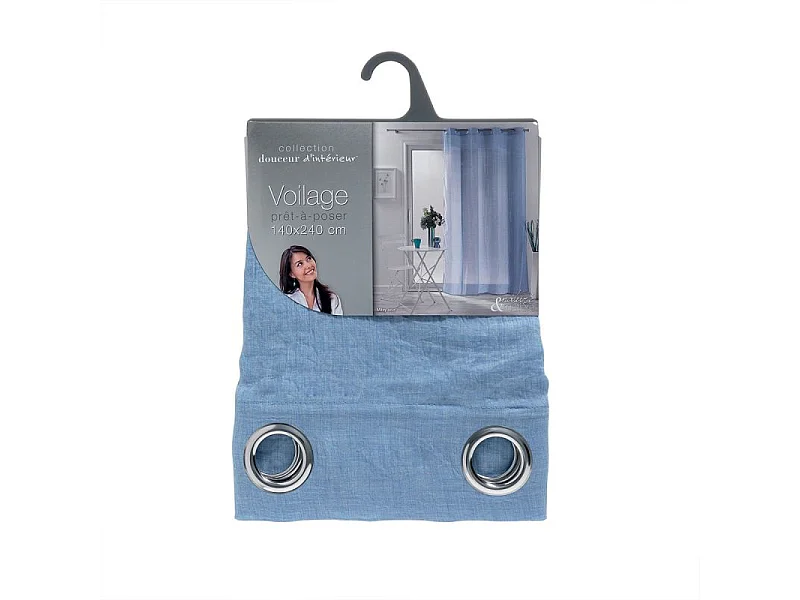 Rideau Voilage à Œillets "Mitsy" 140x240cm Bleu Azur