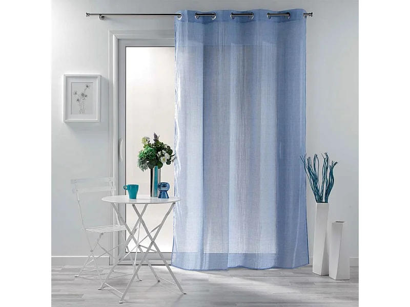 Rideau Voilage à Œillets "Mitsy" 140x240cm Bleu Azur