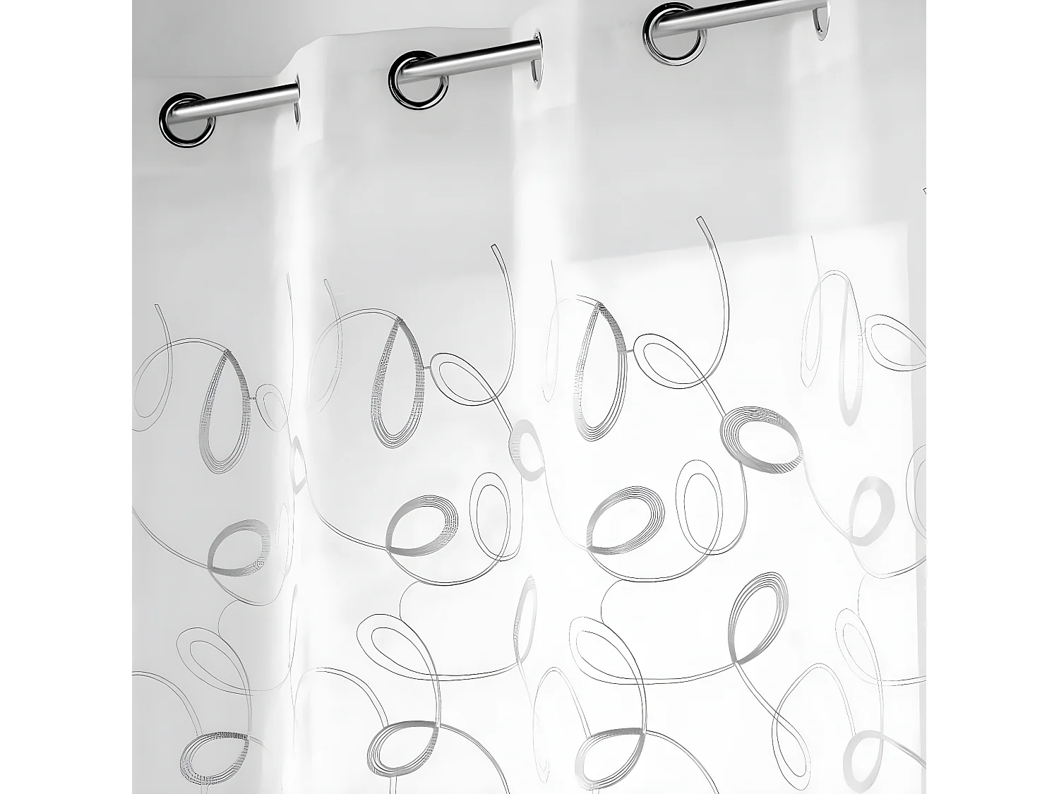 Rideau Voilage à Œillets "Hoops" 140x240cm Gris