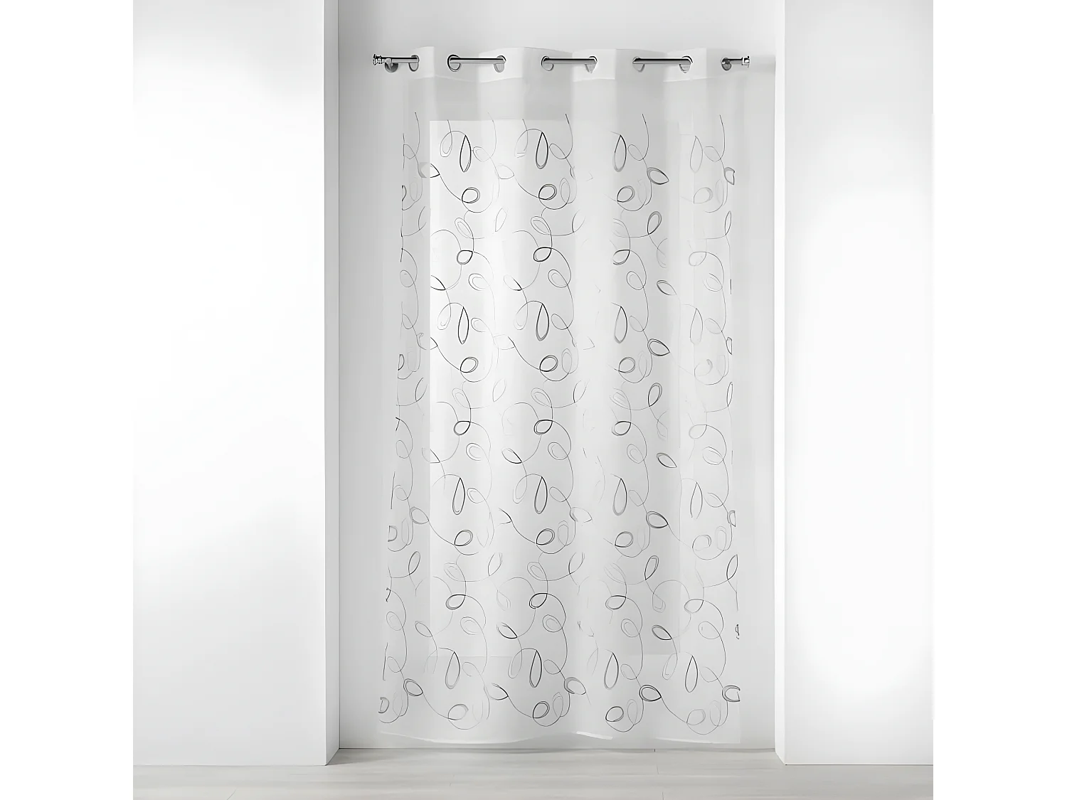 Rideau Voilage à Œillets "Hoops" 140x240cm Gris