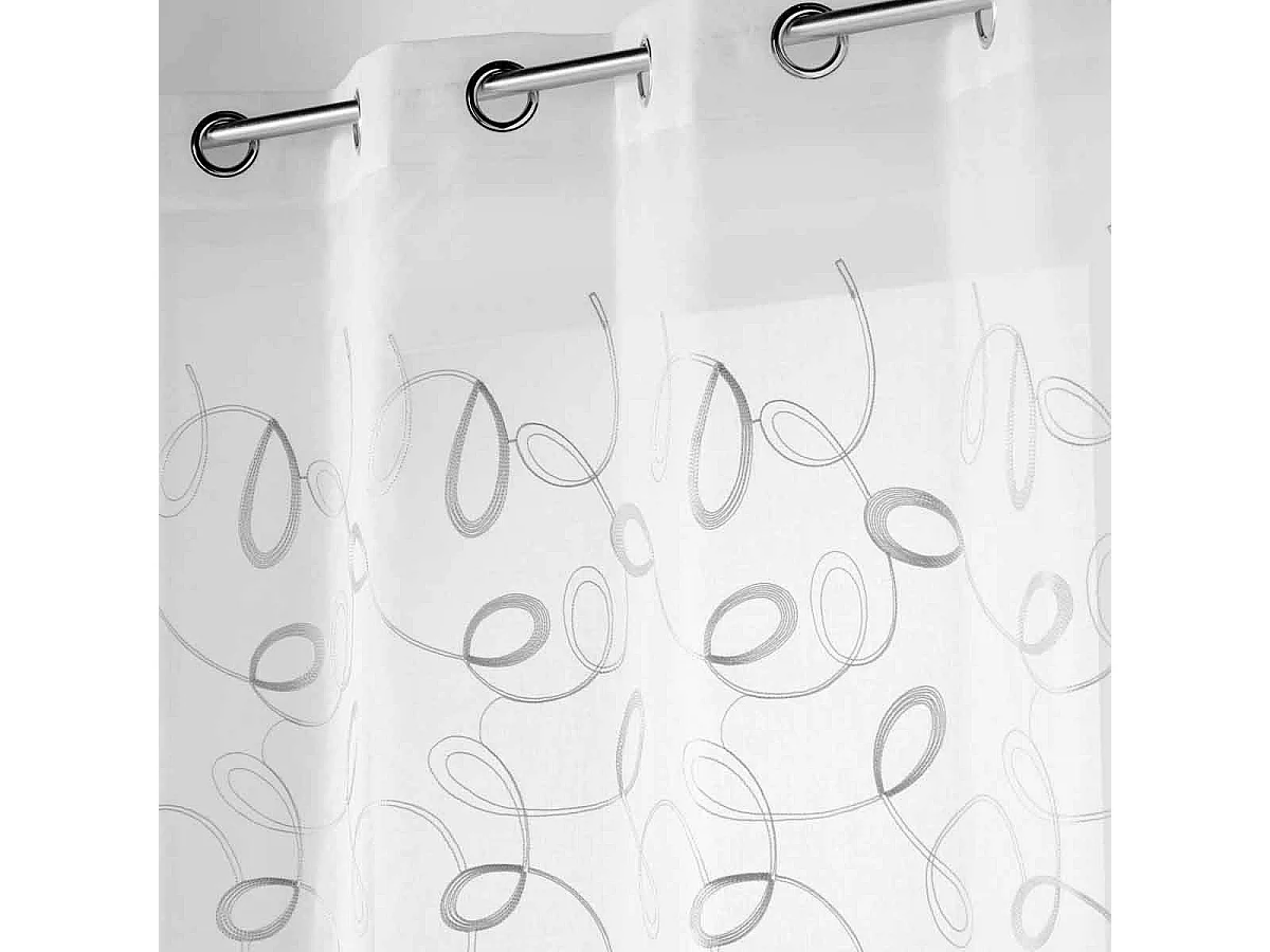 Rideau Voilage à Œillets "Hoops" 140x240cm Gris