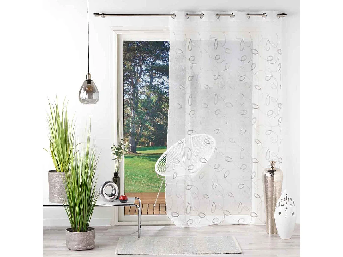 Rideau Voilage à Œillets "Hoops" 140x240cm Gris