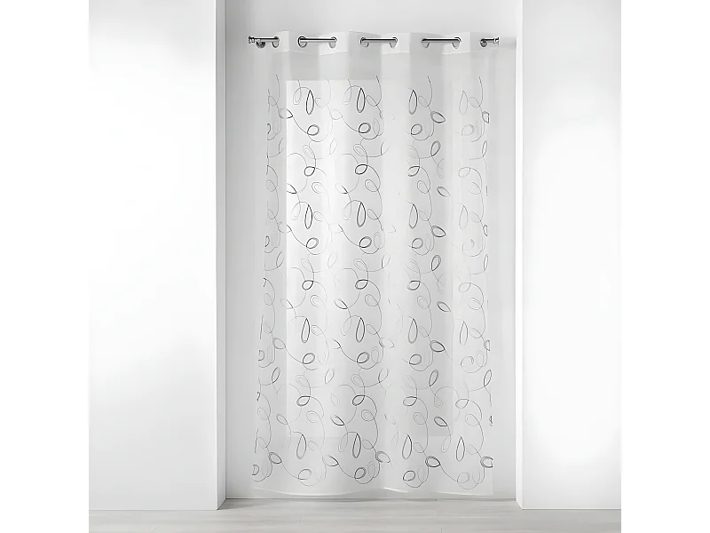 Rideau Voilage à Œillets "Hoops" 140x240cm Gris