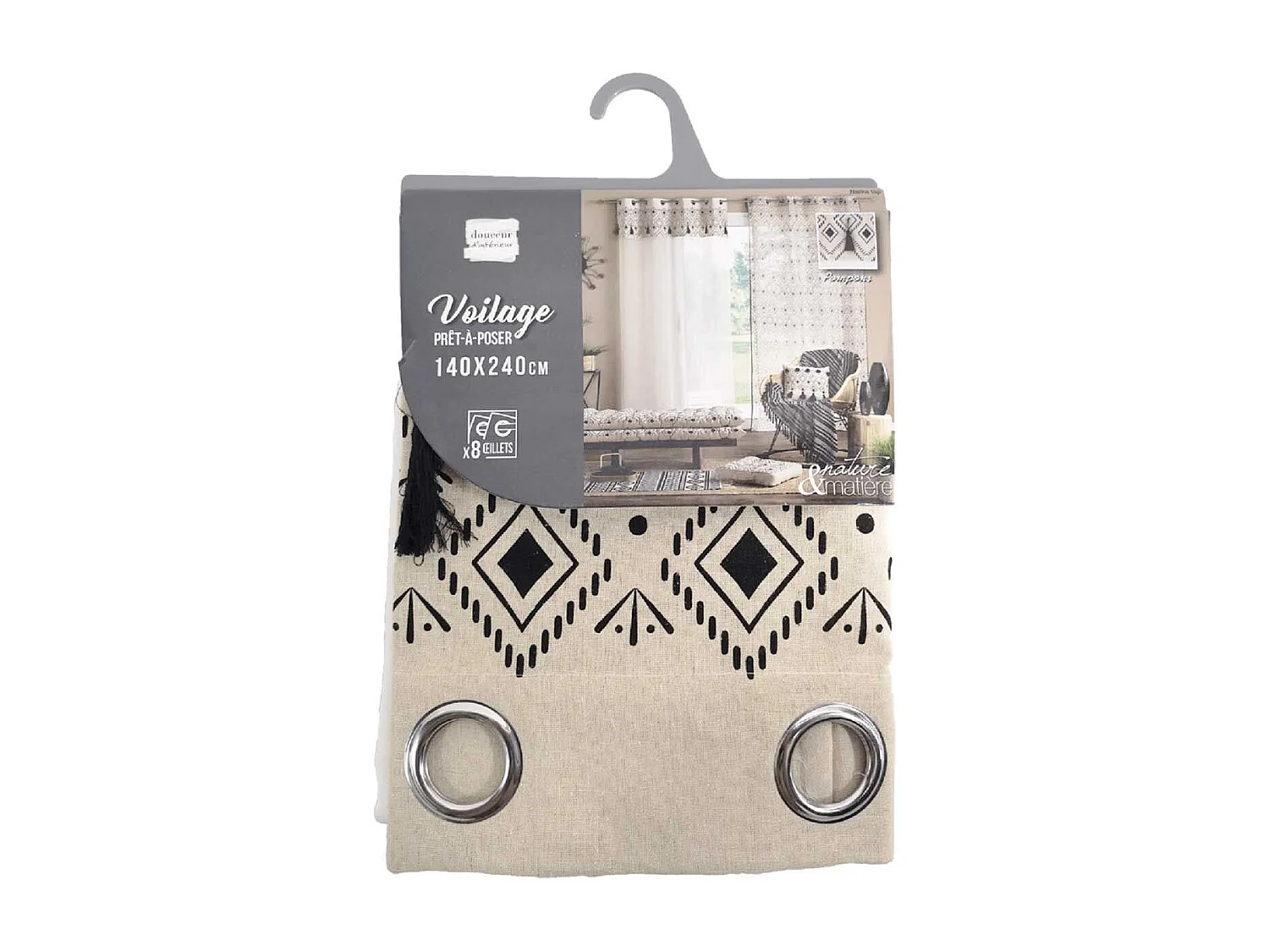 Rideau Voilage à Œillets "Nalika" 140x240cm Blanc