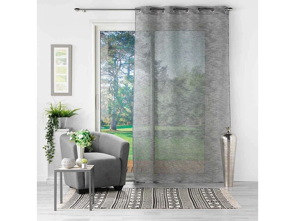 Rideau Voilage à Œillets "Zebra" 140x240cm Anthracite