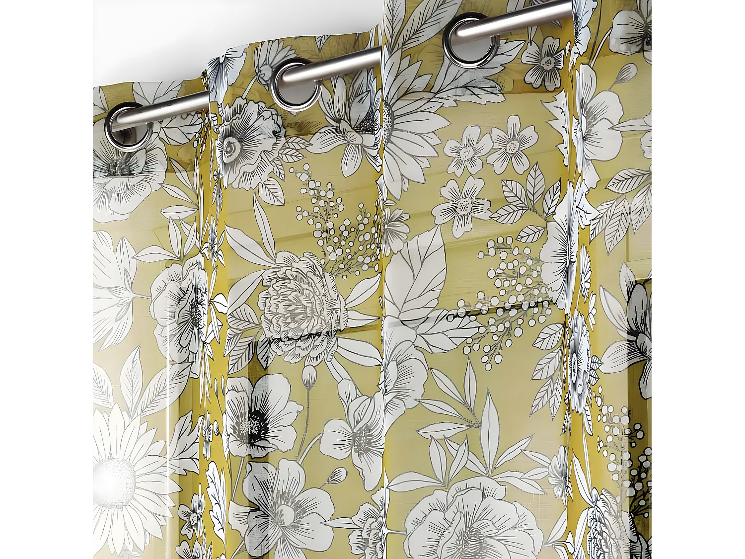 Rideau Voilage à Œillets "Milady" 140x280cm Jaune