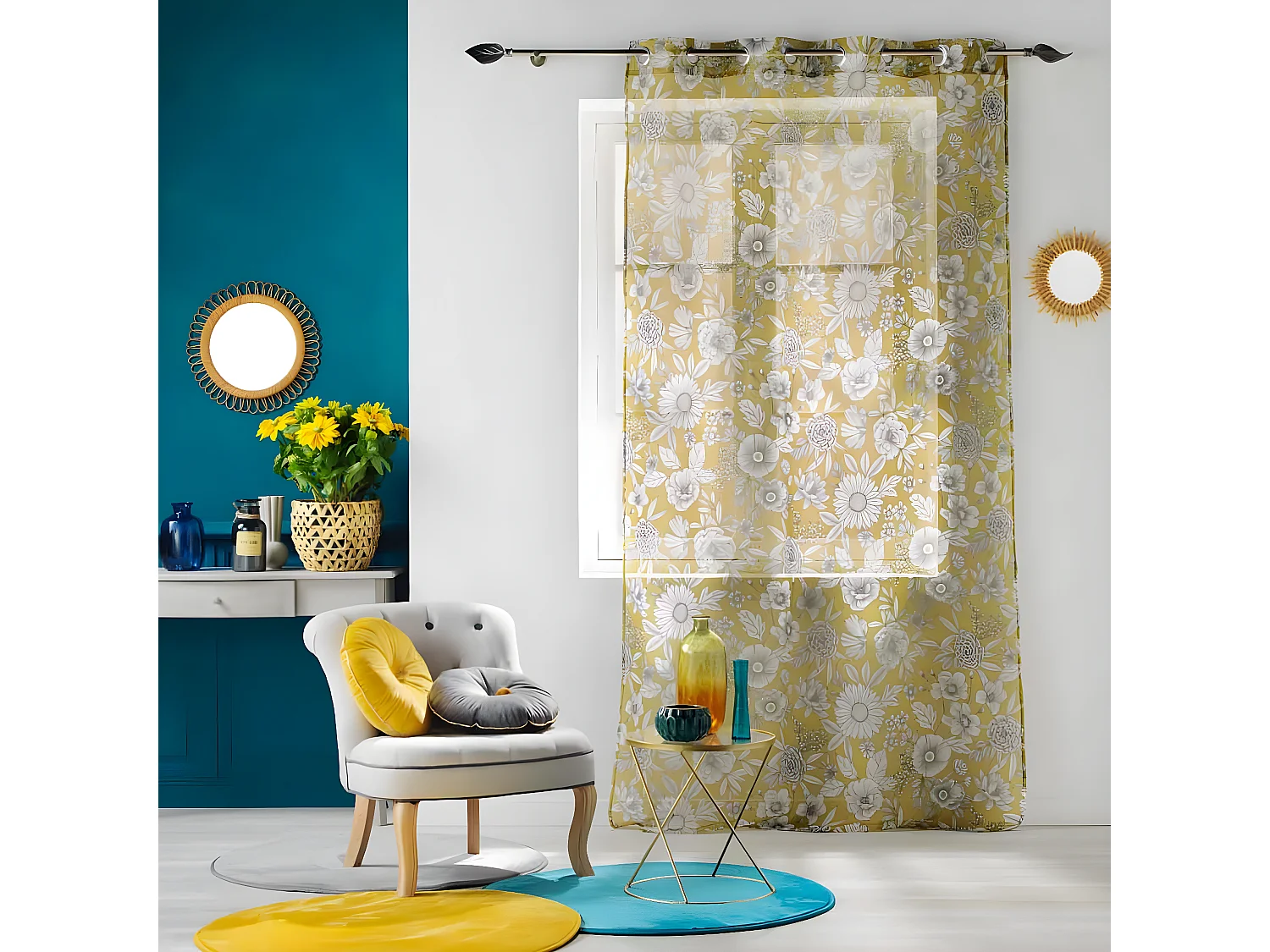 Rideau Voilage à Œillets "Milady" 140x280cm Jaune