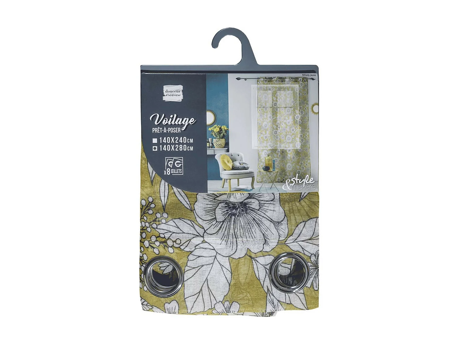 Rideau Voilage à Œillets "Milady" 140x280cm Jaune