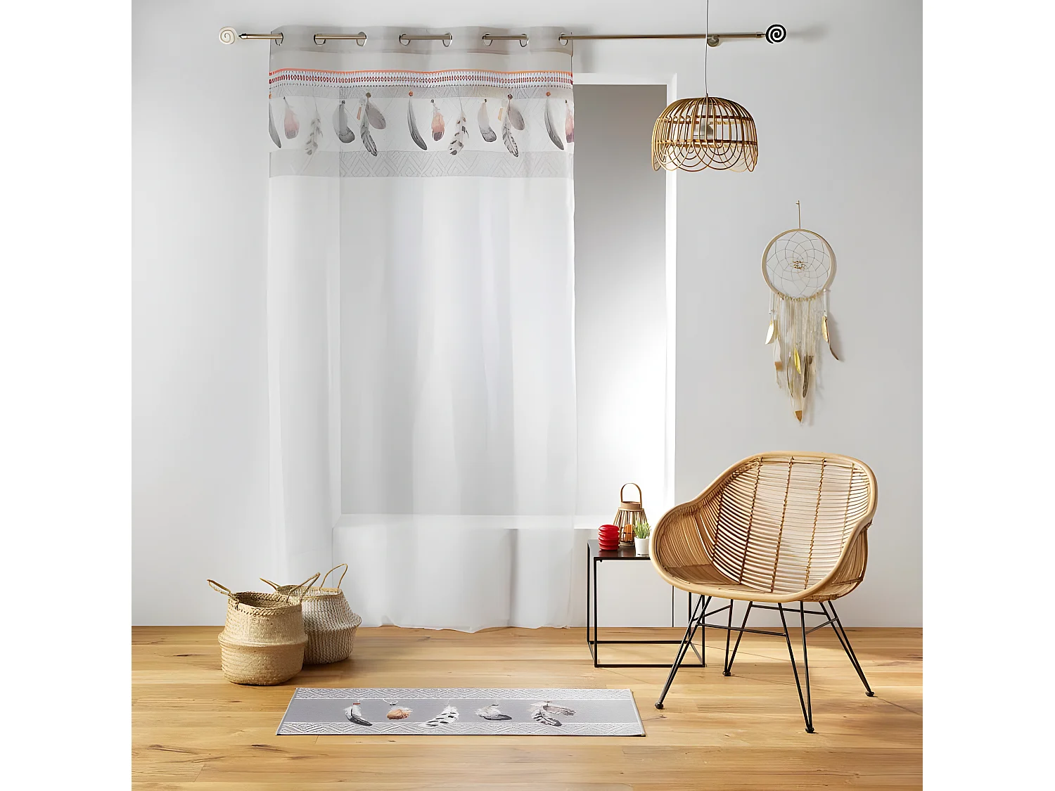 Rideau Voilage à Œillets "Ikaplume" 140x240cm Blanc