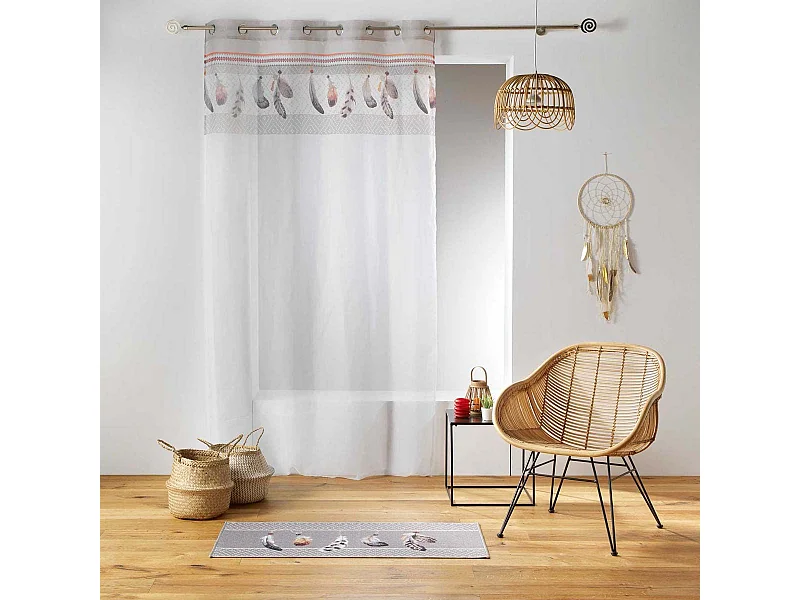 Rideau Voilage à Œillets "Ikaplume" 140x240cm Blanc