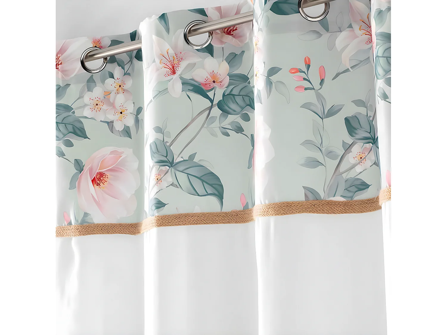 Rideau Voilage à Œillets "Alissia" 140x280cm Menthe