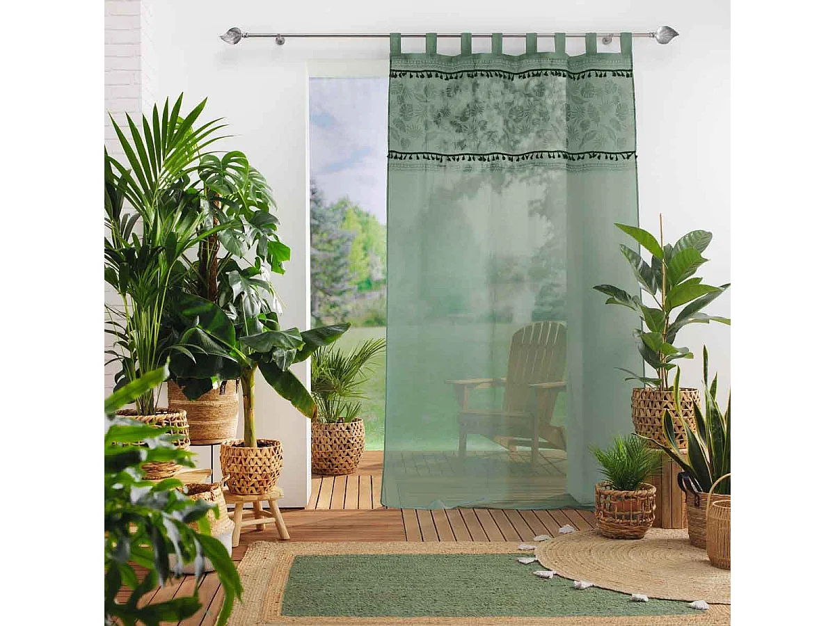 Rideau Voilage à Passants "Milagreen" 140x280cm Vert