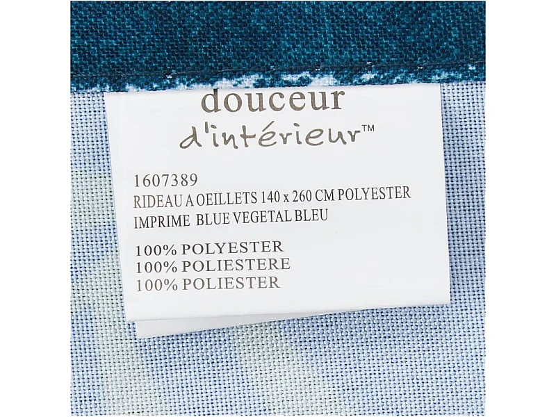 Rideau Imprimé "Végétal" 140x260cm Bleu
