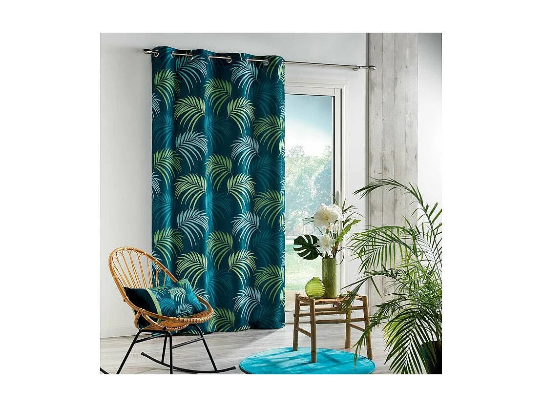 Rideau Imprimé "Végétal" 140x260cm Bleu