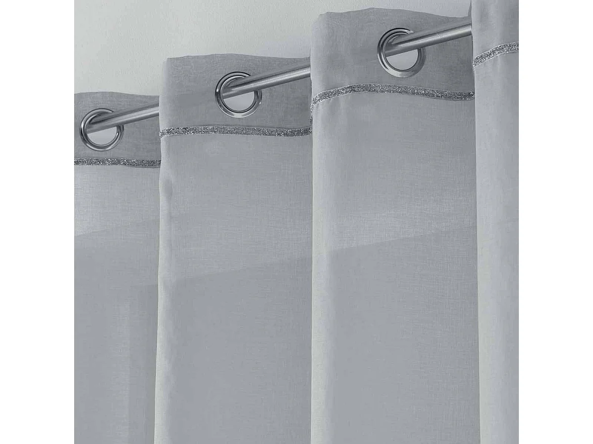 Rideau Voilage à Œillets "Etincelle" 140x240cm Gris