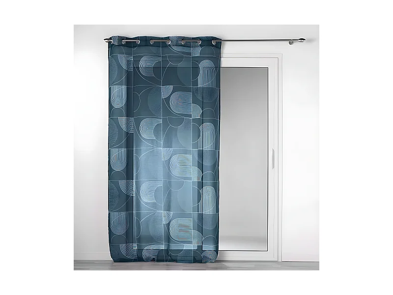 Rideau Voilage à Œillets "Esquisse" 140x280cm Bleu