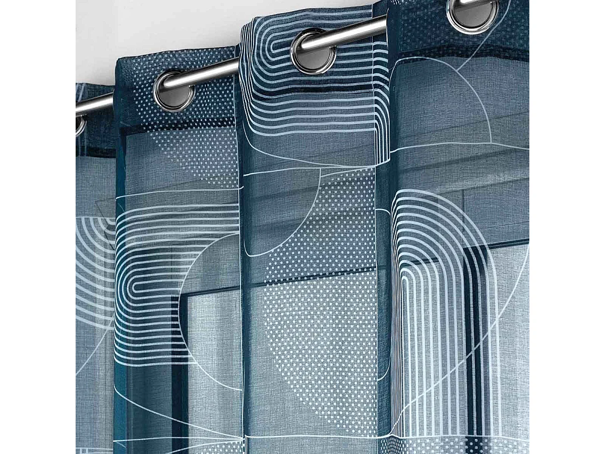 Rideau Voilage à Œillets "Esquisse" 140x280cm Bleu