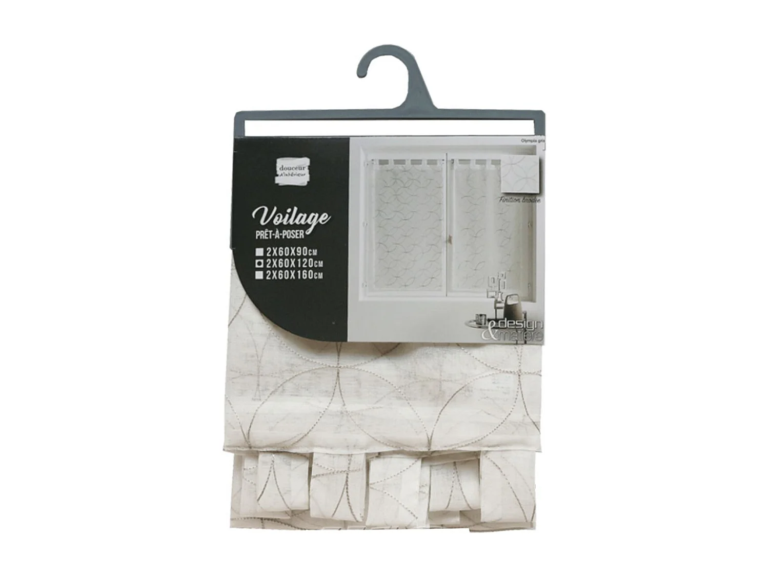 Paire de Voilages "Olympia" 60x120cm Gris