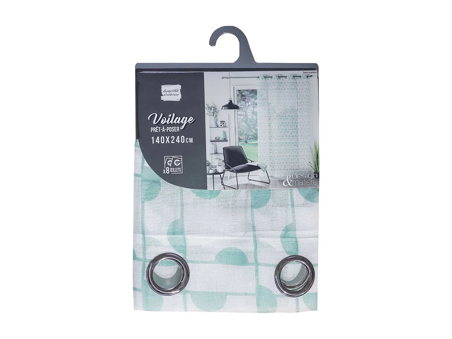 Rideau Voilage à Œillets "Gabi" 140x240cm Menthe