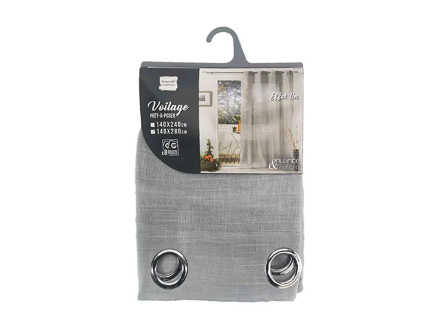 Rideau Voilage à Œillets "Zazy" 140x280cm Gris
