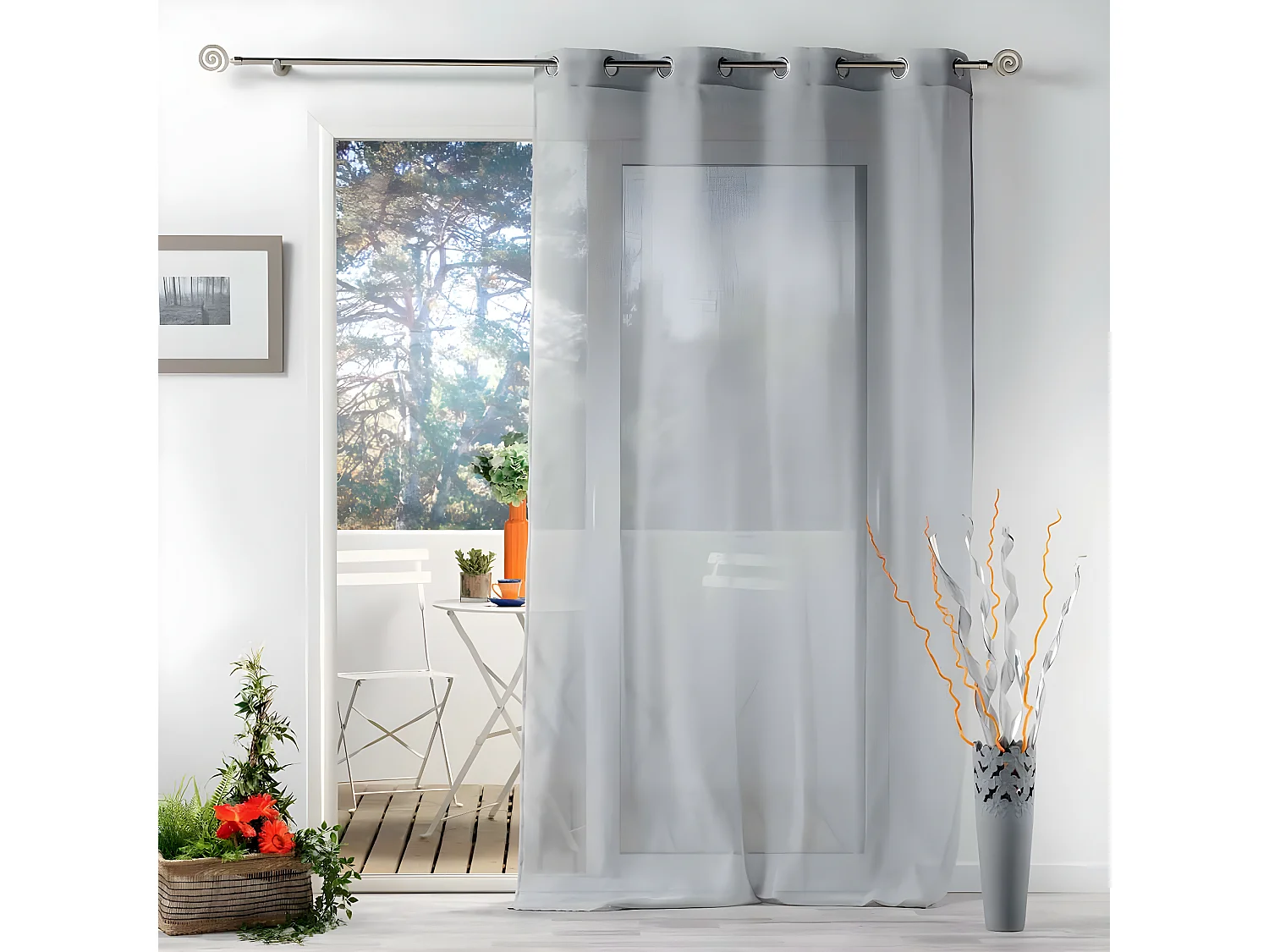 Rideau Voilage à Œillets "Zazy" 140x280cm Gris