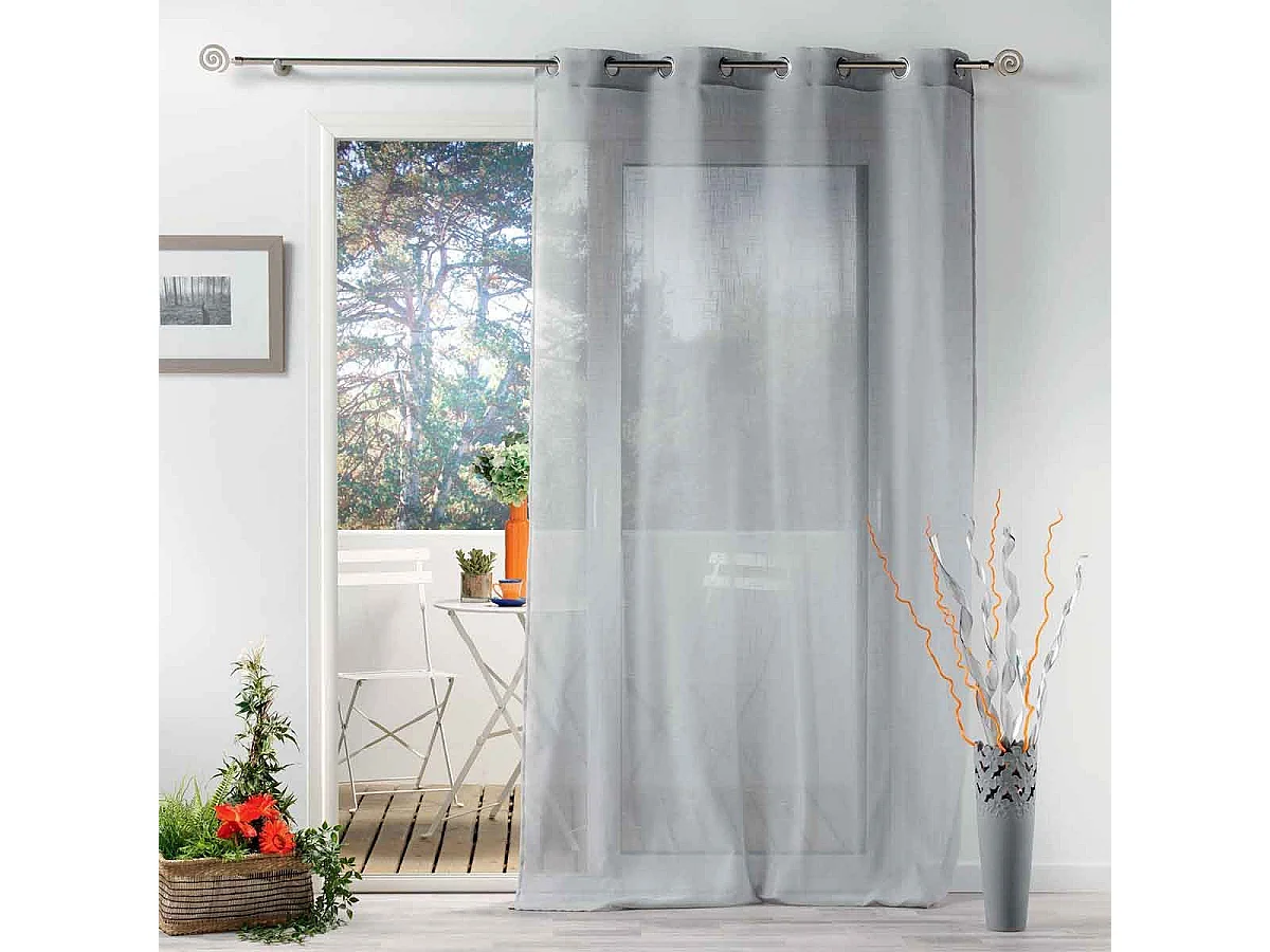 Rideau Voilage à Œillets "Zazy" 140x280cm Gris