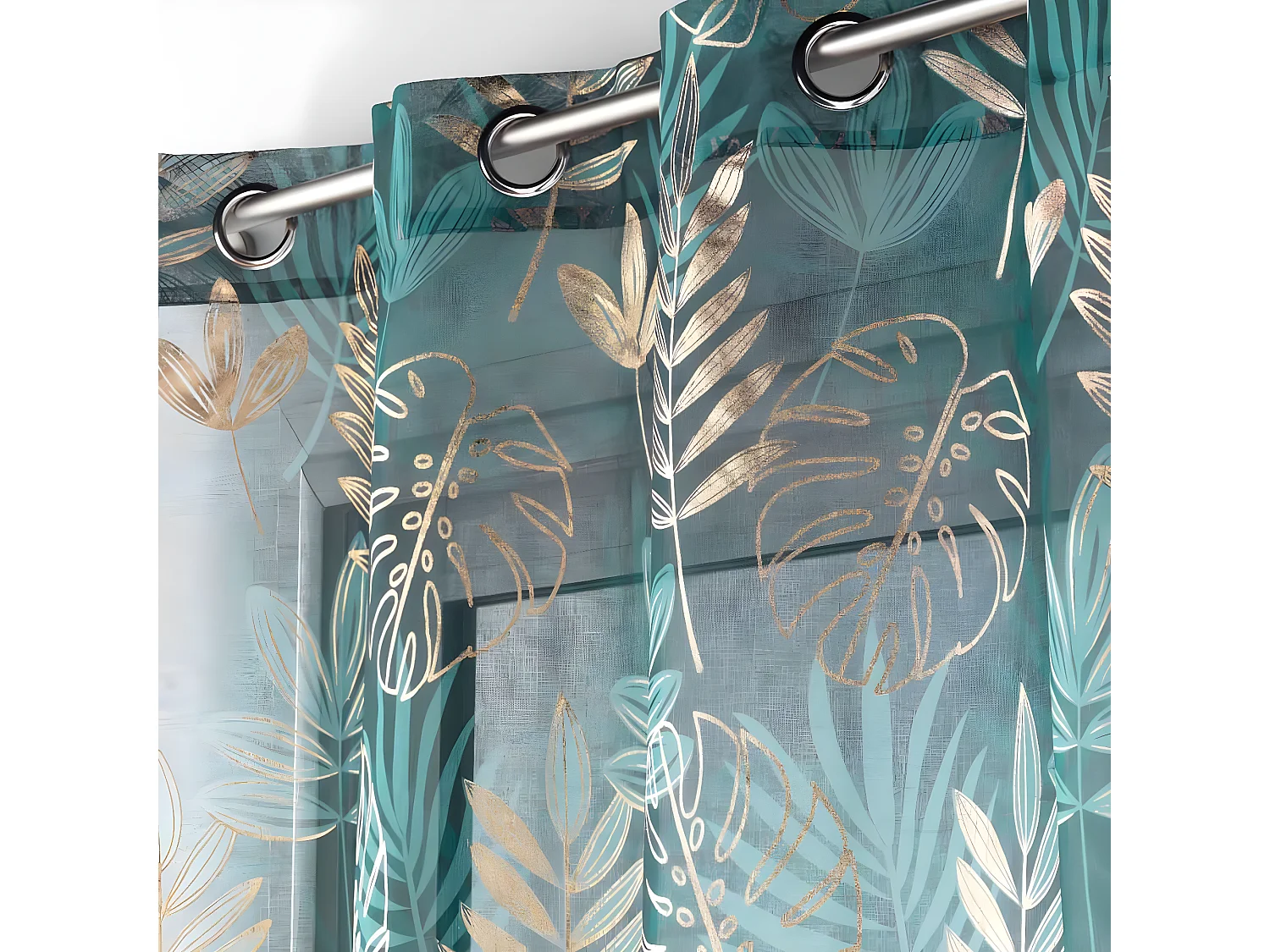 Rideau Voilage à Œillets "Ornella" 140x240cm Émeraude