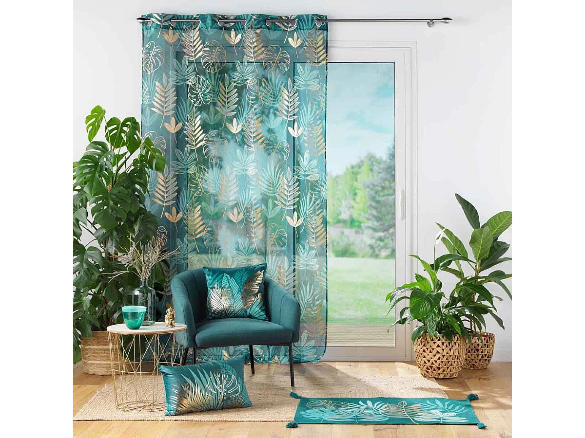 Rideau Voilage à Œillets "Ornella" 140x240cm Émeraude