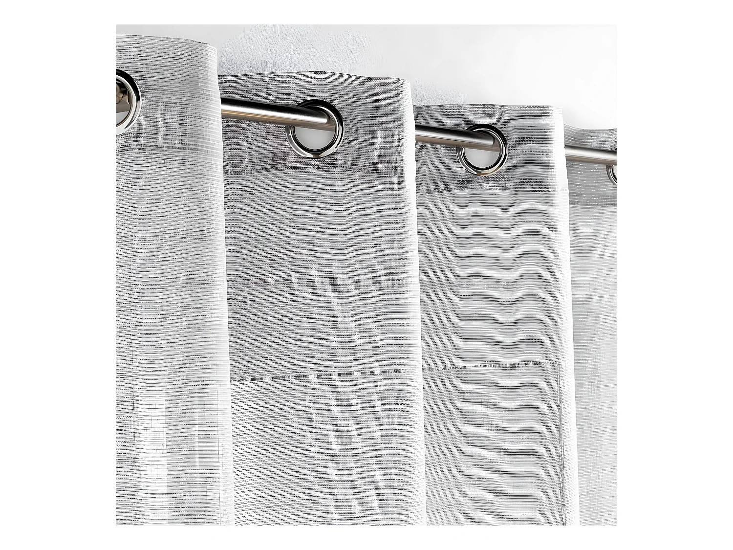 Rideau Voilage à Œillets "Sunline" 140x280cm Gris & Argent