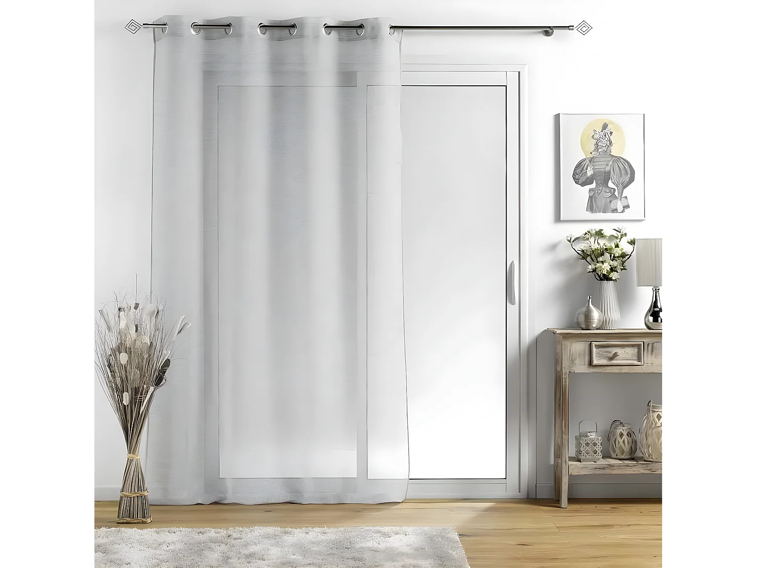 Rideau Voilage à Œillets "Sunline" 140x280cm Gris & Argent