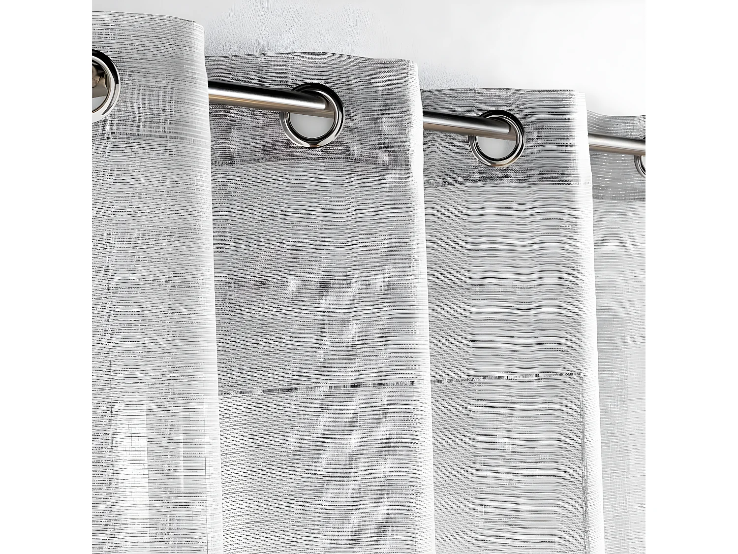 Rideau Voilage à Œillets "Sunline" 140x280cm Gris & Argent
