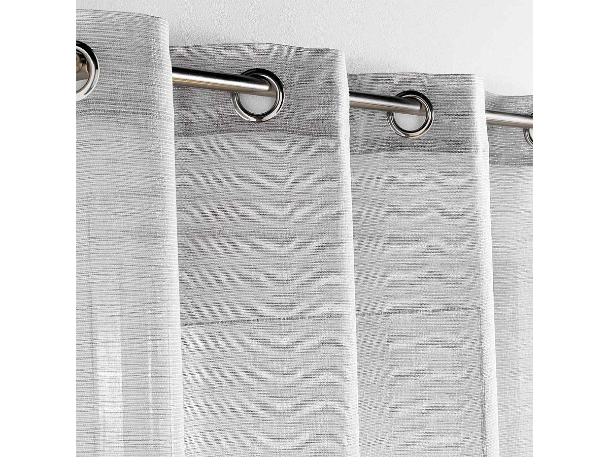 Rideau Voilage à Œillets "Sunline" 140x280cm Gris & Argent