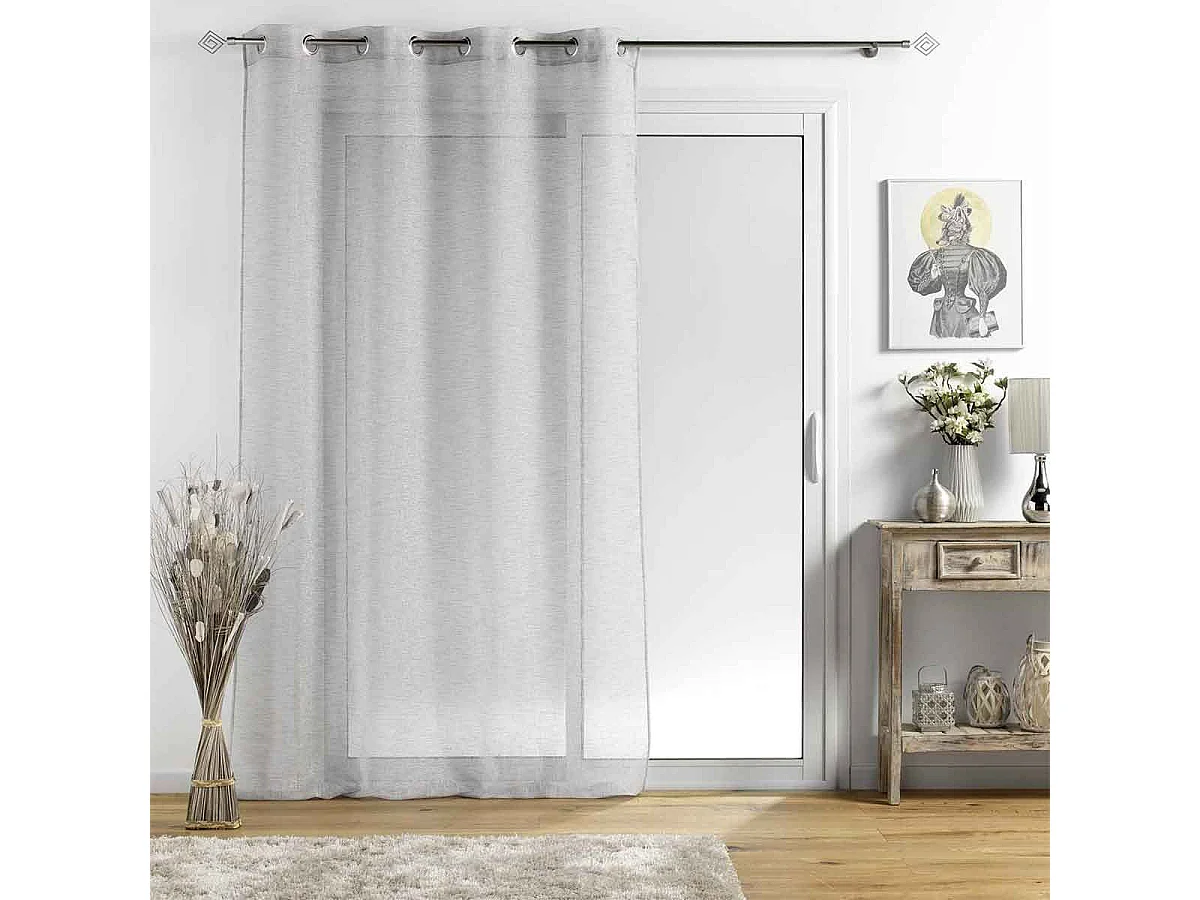 Rideau Voilage à Œillets "Sunline" 140x280cm Gris & Argent