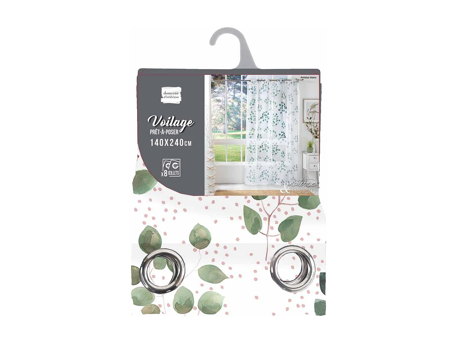Rideau Voilage à Œillets "Antalya" 140x240cm Blanc
