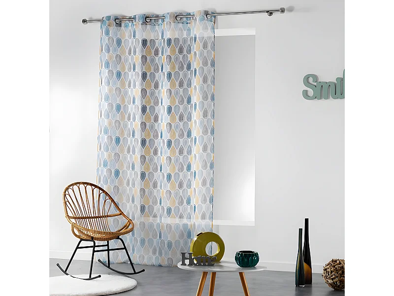 Rideau Voilage "Palpito" 140x240cm Blanc & Bleu