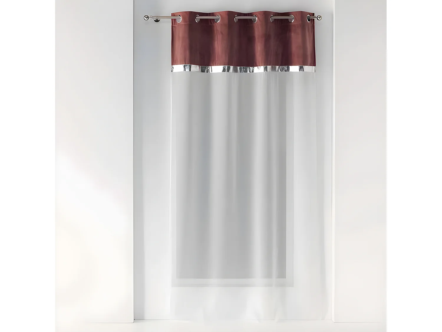 Rideau Voilage à Œillets "Blushy" 140x240cm Bordeaux