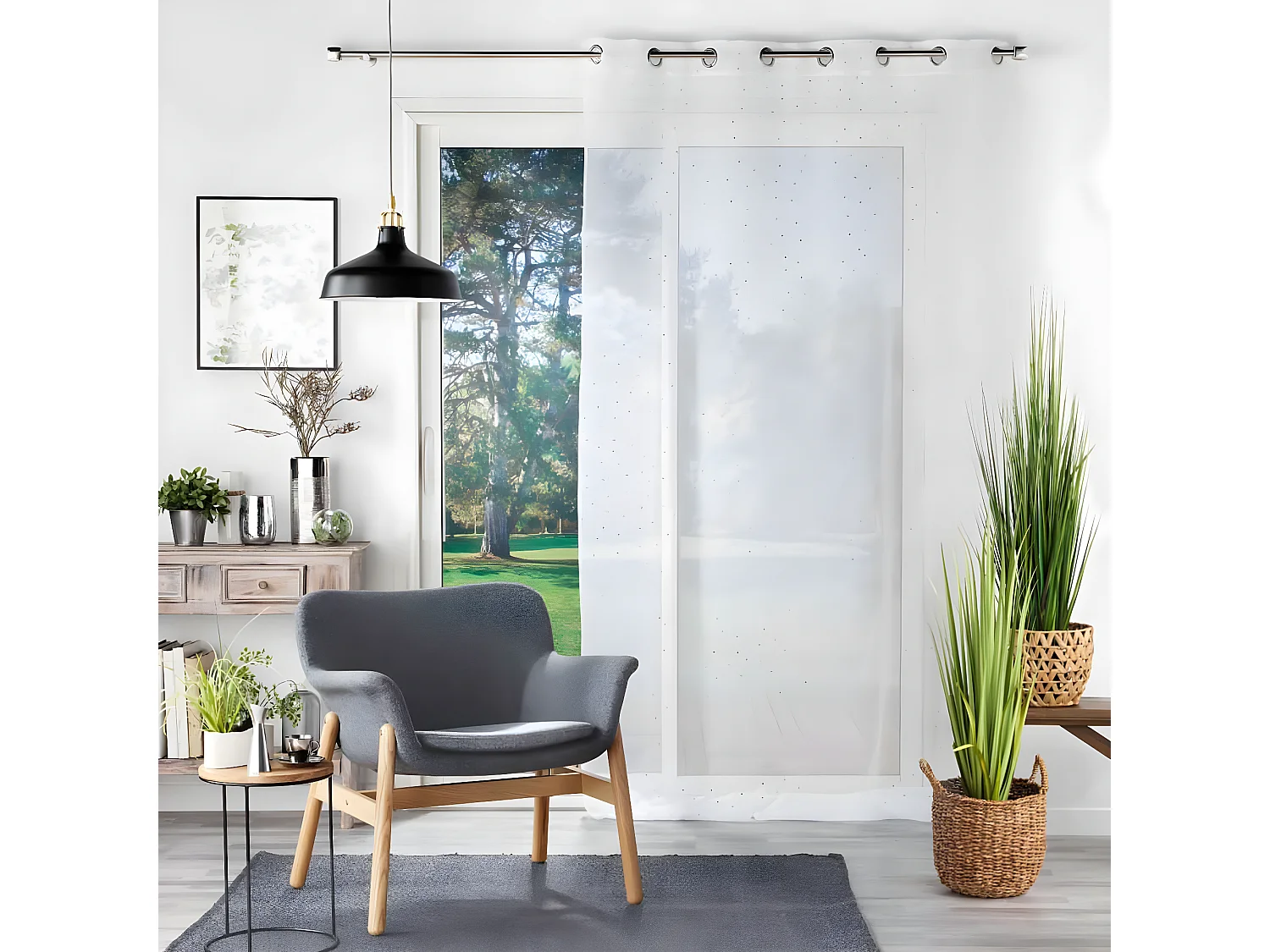 Rideau Voilage à Œillets "Goutteline" 140x240cm Blanc