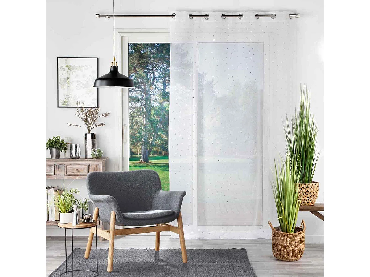 Rideau Voilage à Œillets "Goutteline" 140x240cm Blanc