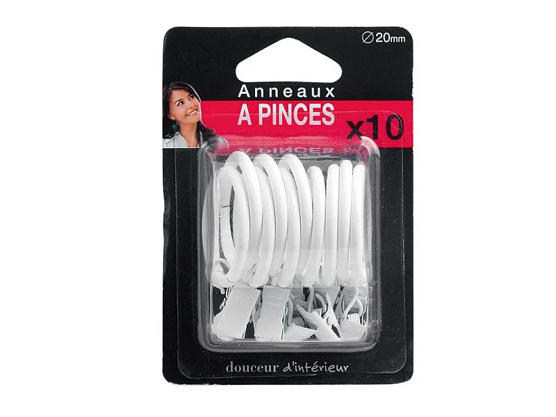 Lot de 10 Anneaux "Pince" 12cm Blanc