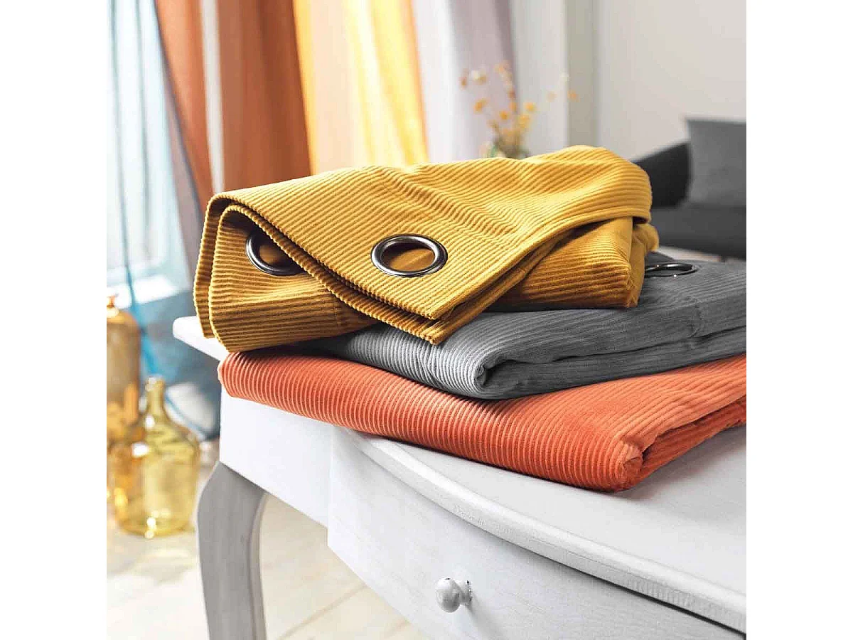 Unifarbener Siebvorhang aus Cordsamt 140 x 260 cm