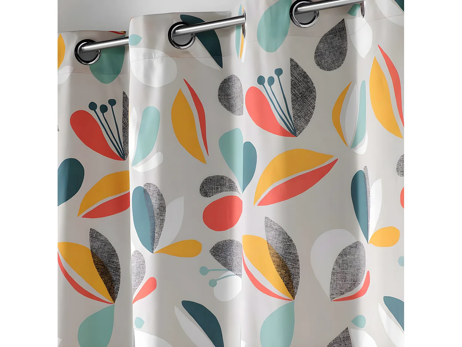 Rideau à Œillets Imprimé "Panaflore" 140x240cm Gris