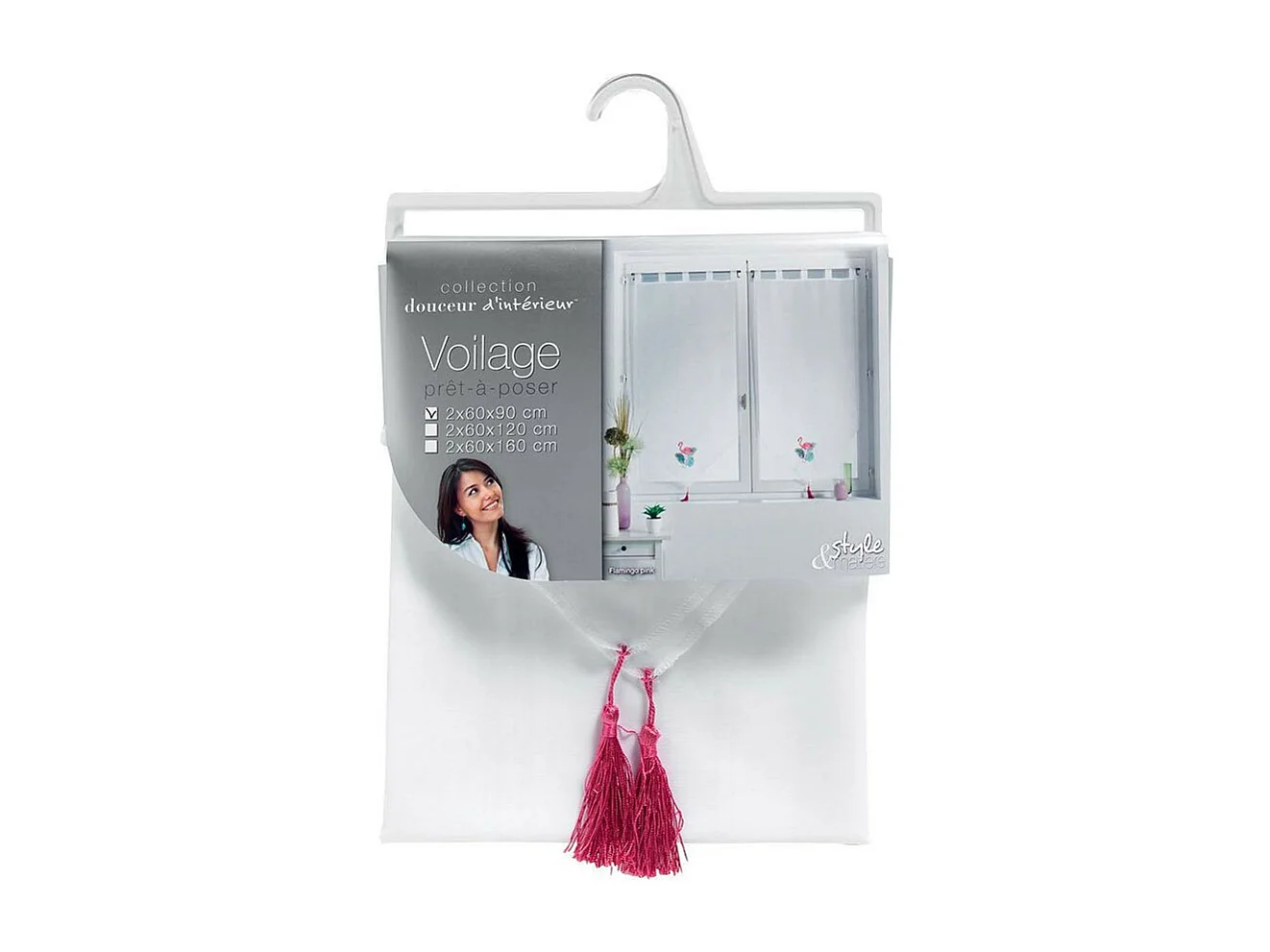 Paire de Voilages "Flamingo Pink" 60x90cm Blanc