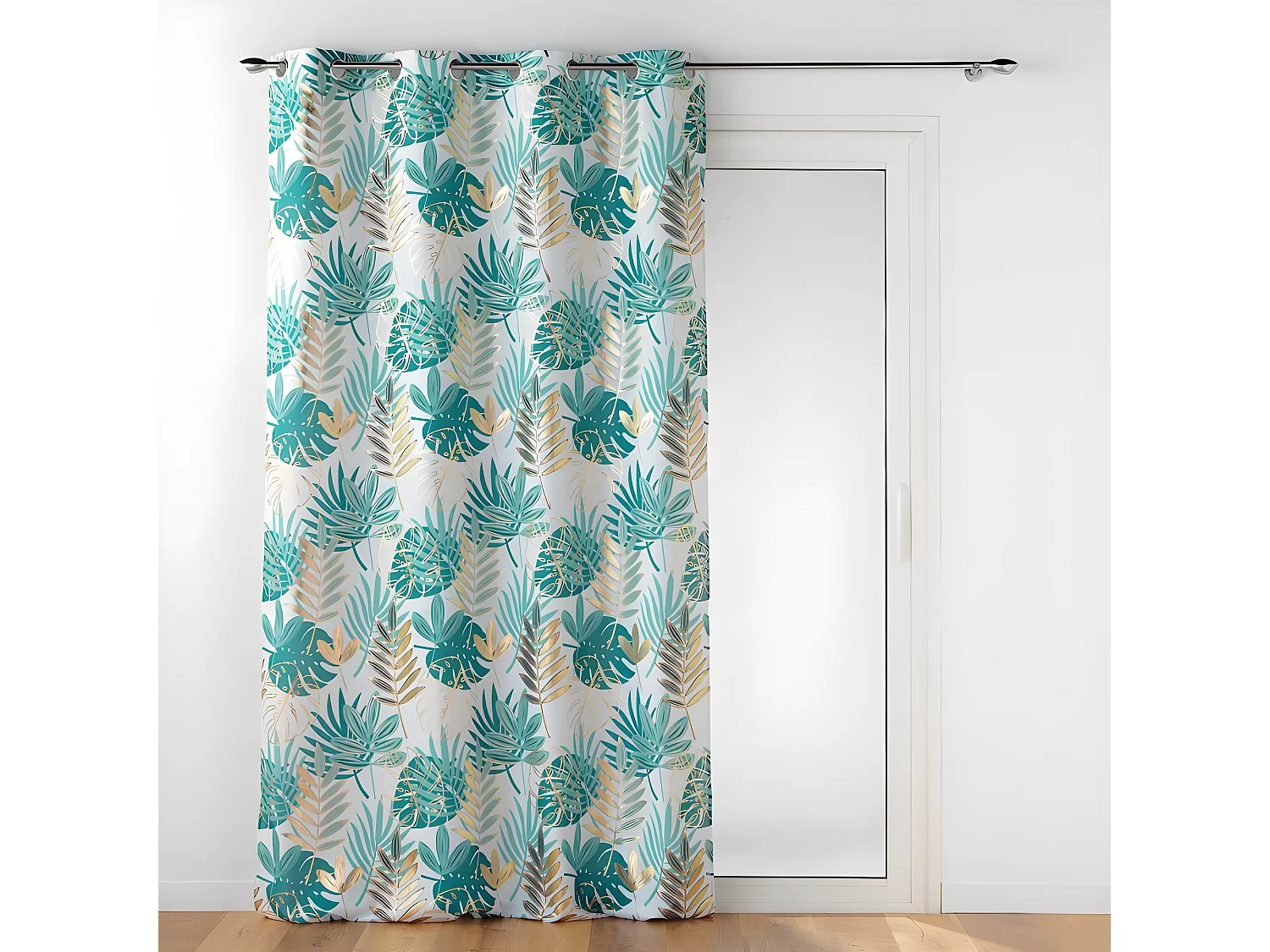 Rideau à Œillets "Ornella" 140x260cm Blanc & Émeraude